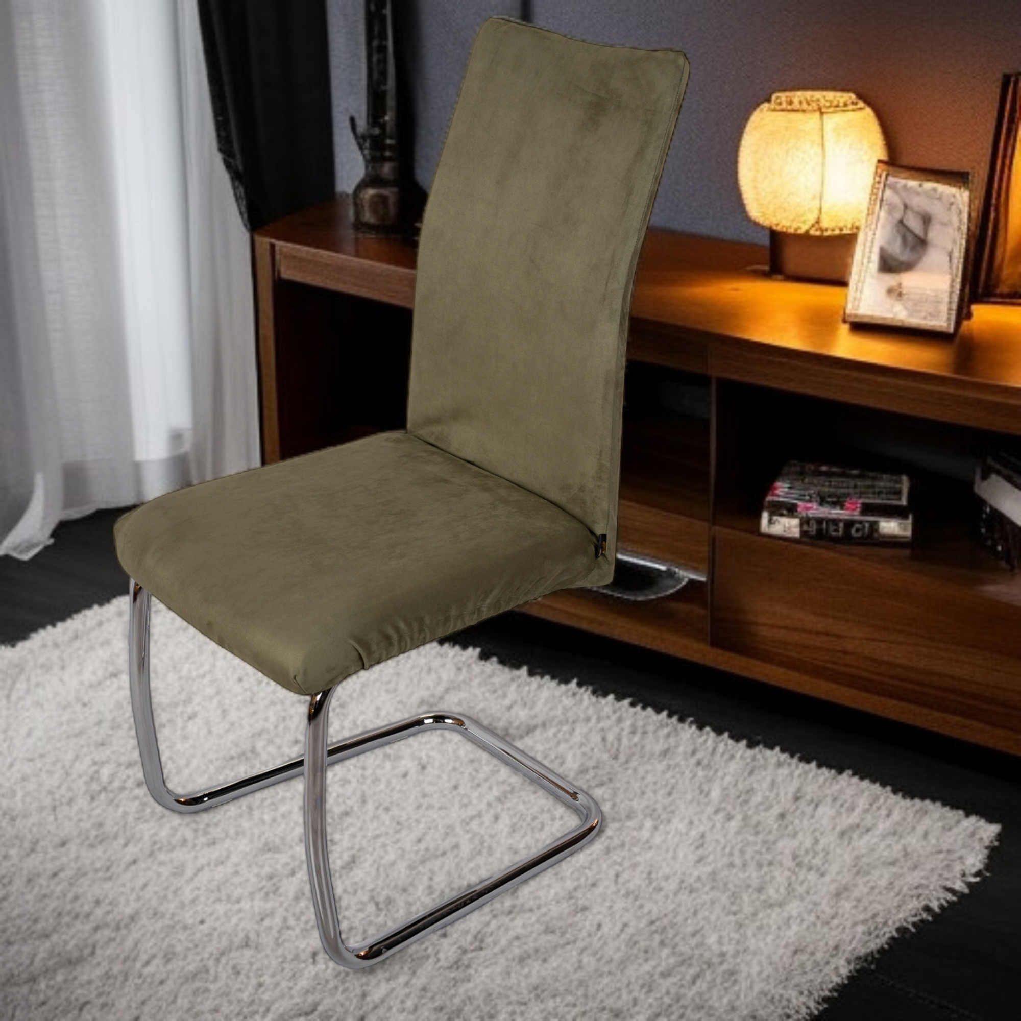 Pokrowiec na krzesło - Zamsz welurowy - Szałwiowy (Eukaliptus) - obrazek 2