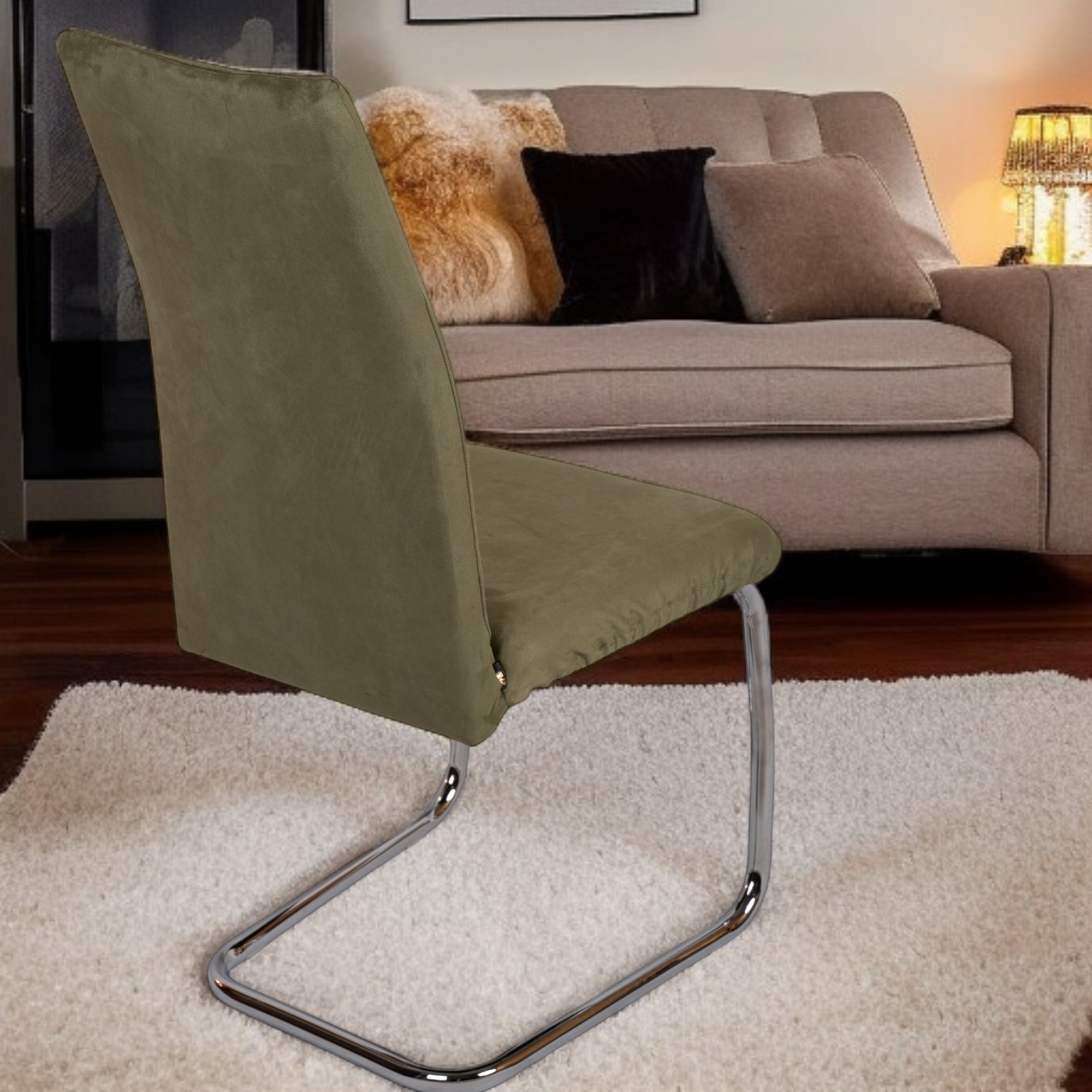 Pokrowiec na krzesło - Zamsz welurowy - Szałwiowy (Eukaliptus) - obrazek 3